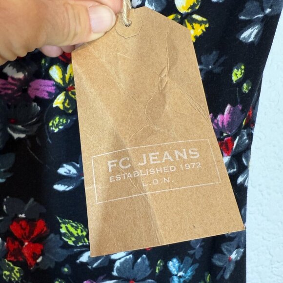 French Connection Y2K Strapless Tube Top Dress Black Jersey Floral Medium - Picture 5 of 9